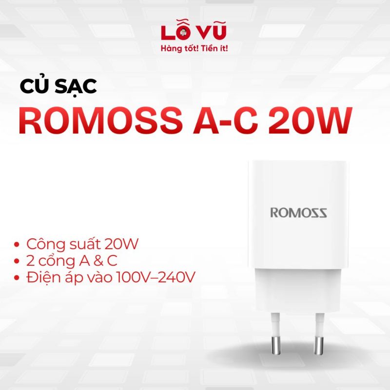 Củ sạc ROMOSS 1A,1C 20W